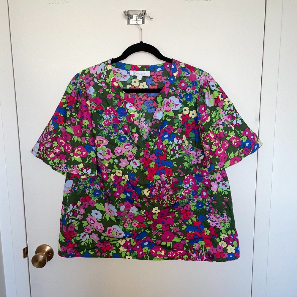 Sugarlips Trinity Floral Chrissy Split Neck Top